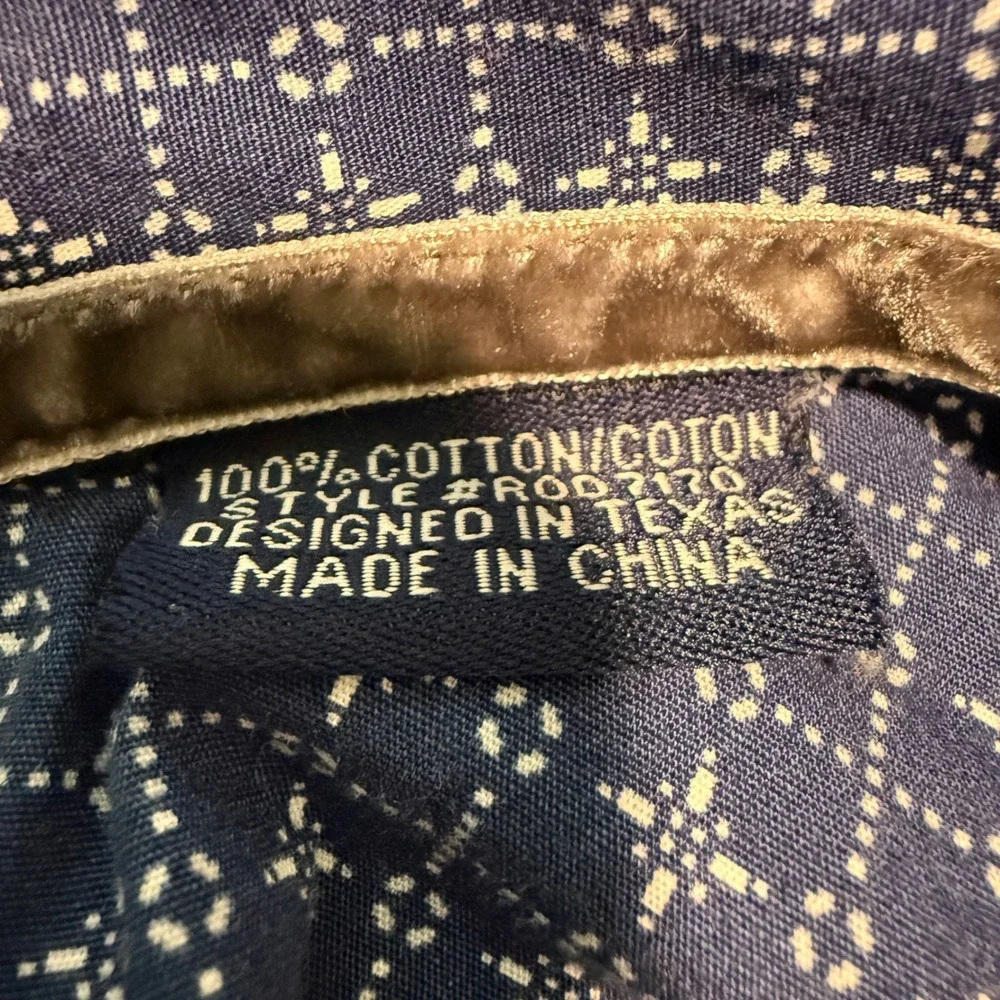Rough Stock Panhandle Slim Mens XL Blue Geometric Cotton Button Up Shirt Western - Picture 10 of 11